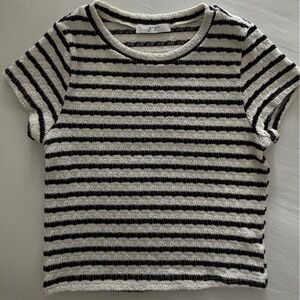 Cropped cream and black striped tee